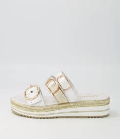Clearance Midas Shoes Abba White Multi Slides