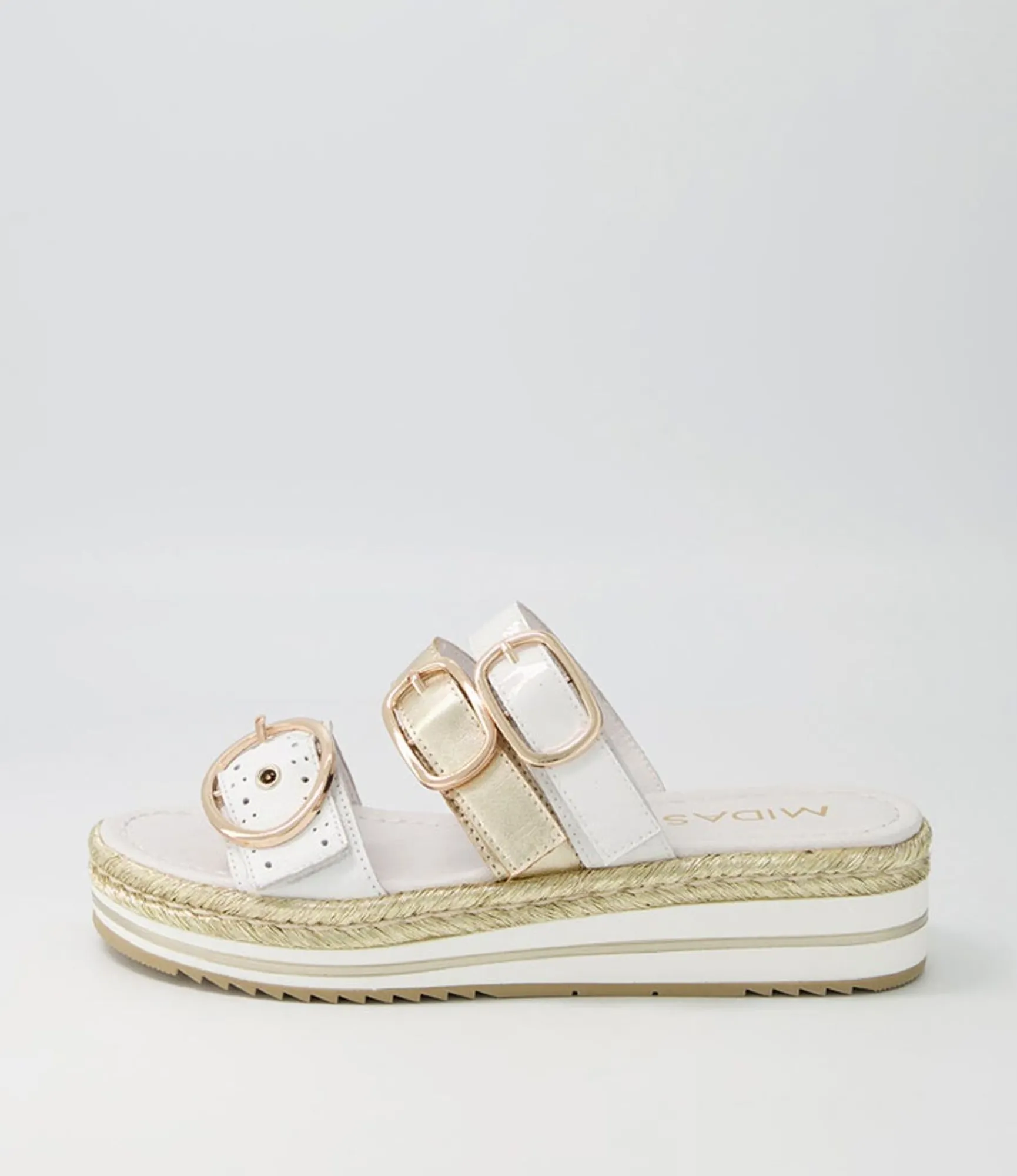 Clearance Midas Shoes Abba White Multi Slides