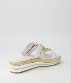 Clearance Midas Shoes Abba White Multi Slides