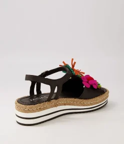 Store Midas Shoes Abello Black Multi Leather Sandals