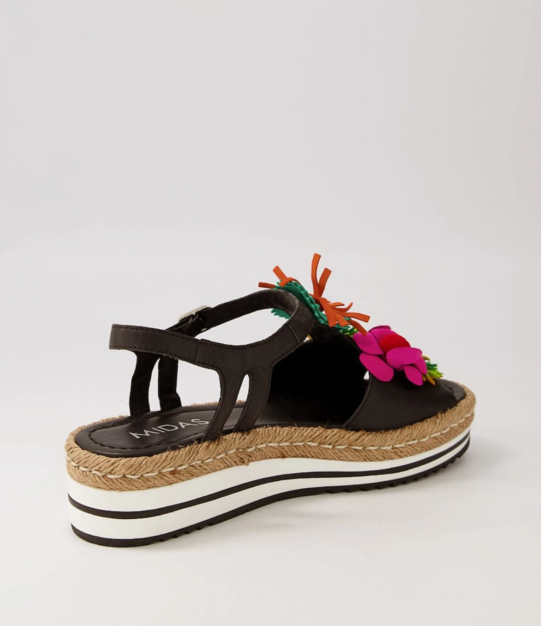 Store Midas Shoes Abello Black Multi Leather Sandals