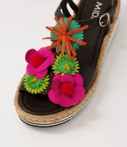Store Midas Shoes Abello Black Multi Leather Sandals