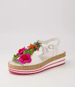 Sale Midas Shoes Abello White Multi Leather Sandals