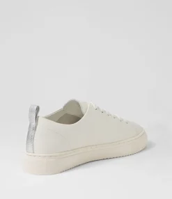 Outlet Midas Shoes Abygail White Silver Tumble Leather Sneakers