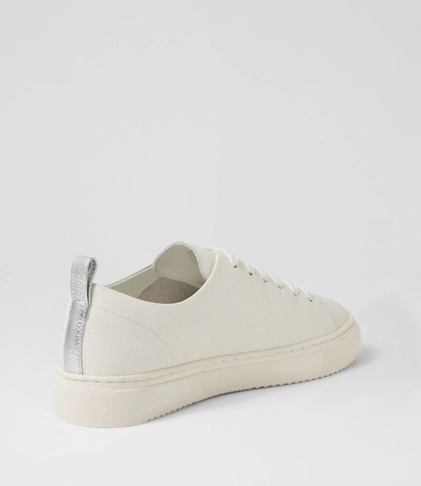 Outlet Midas Shoes Abygail White Silver Tumble Leather Sneakers