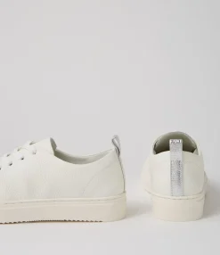 Outlet Midas Shoes Abygail White Silver Tumble Leather Sneakers