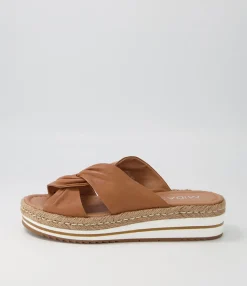 Flash Sale Midas Shoes Action Dark Tan Leather Slides