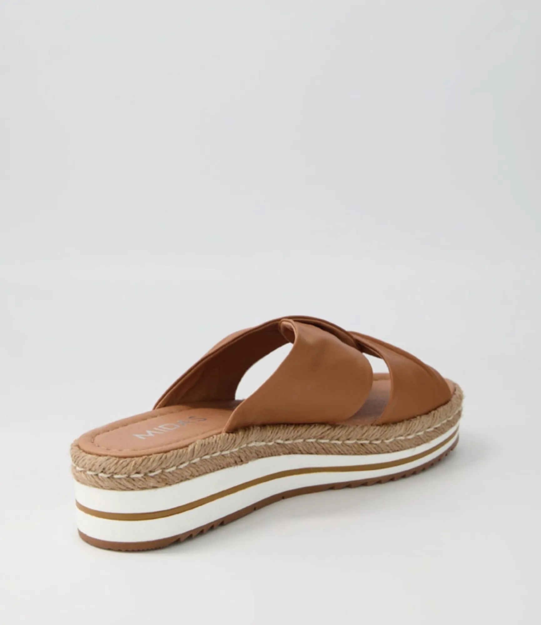 Flash Sale Midas Shoes Action Dark Tan Leather Slides