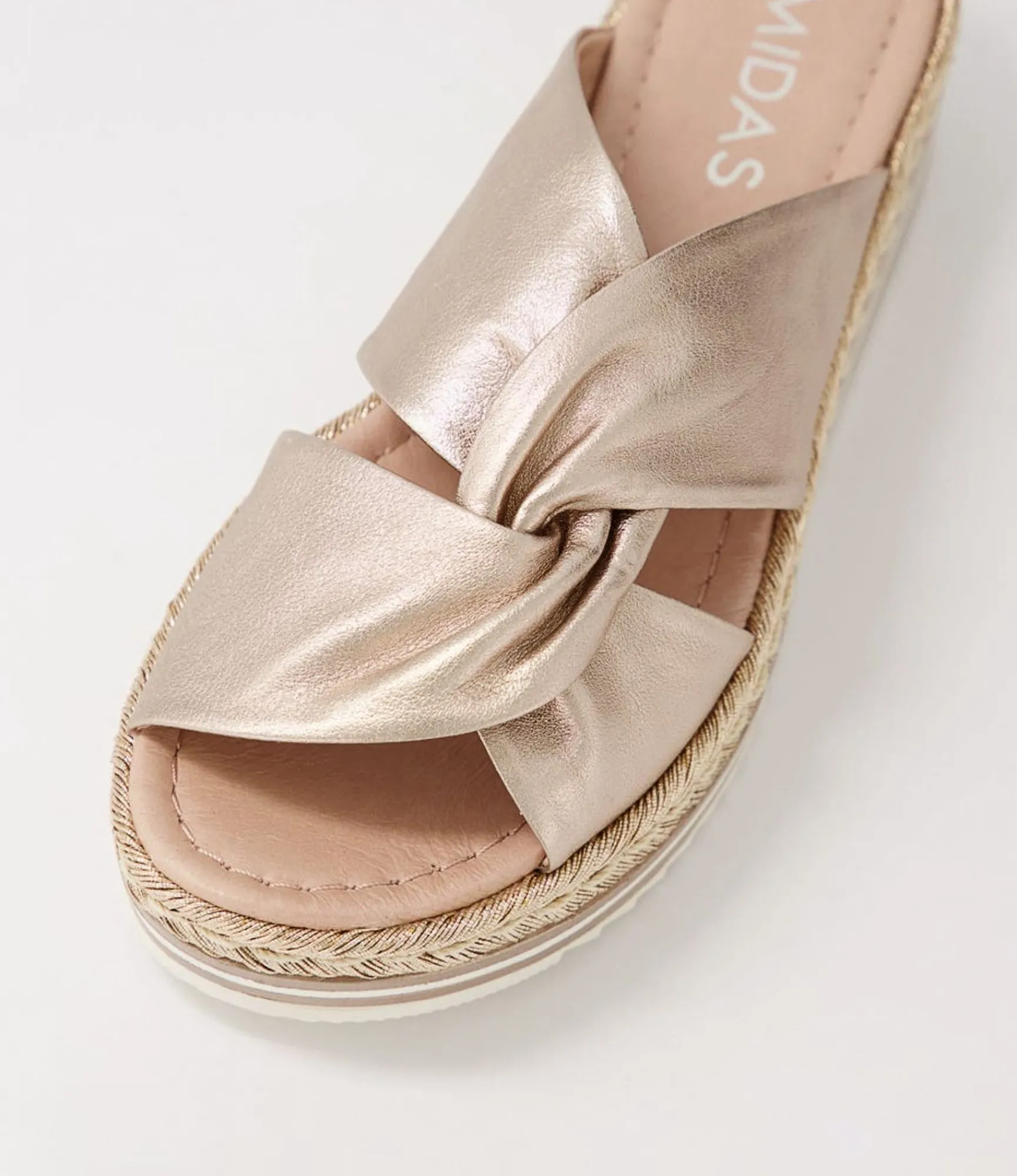 Fashion Midas Shoes Action Platino Rope Leather Slides