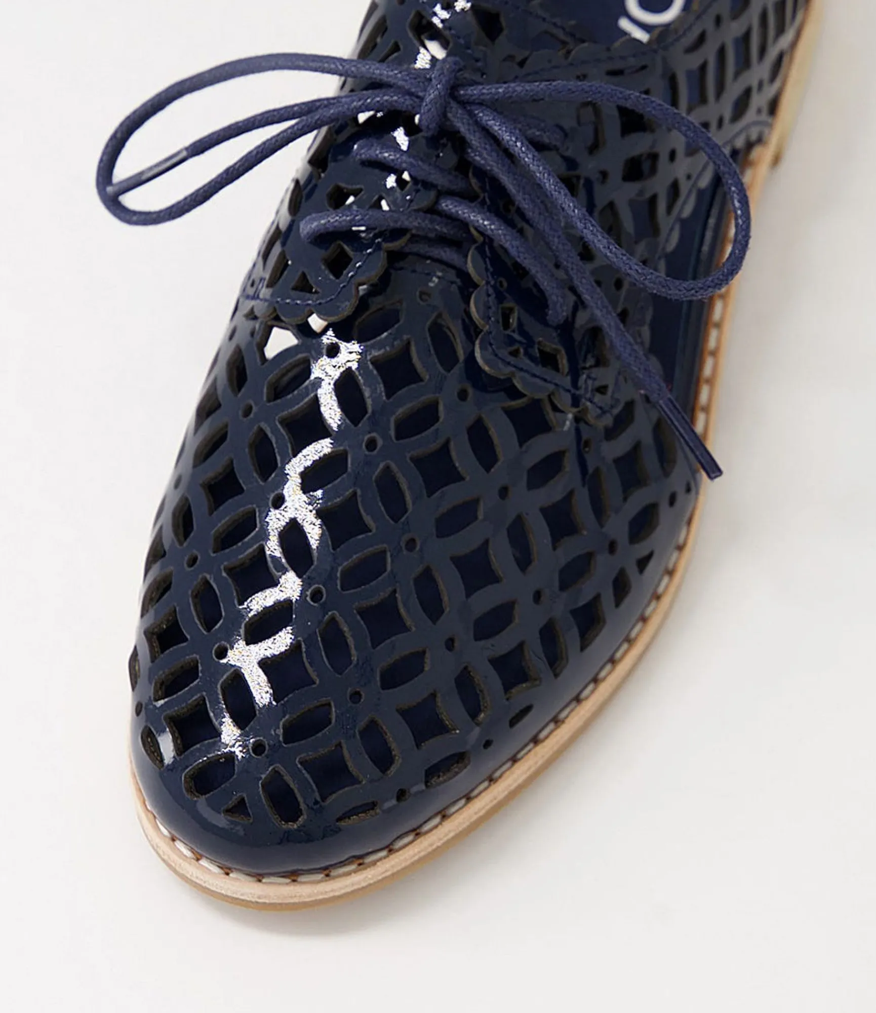 Clearance Midas Shoes Addys Navy Patent Leather Lace Up Flats
