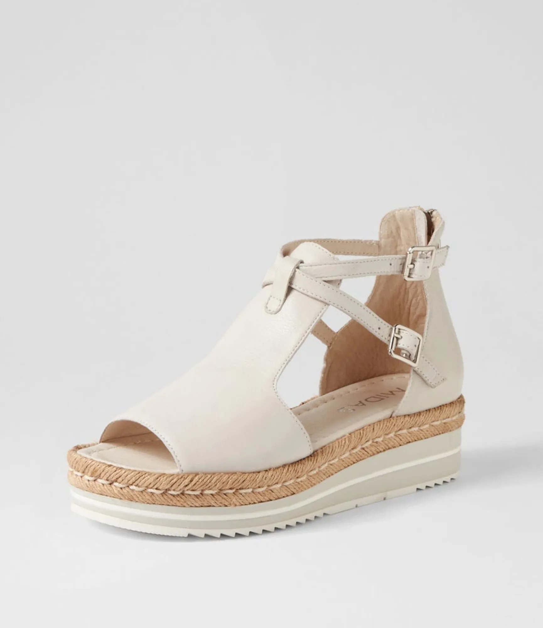 Clearance Midas Shoes Alexus Ivory Leather Sandals