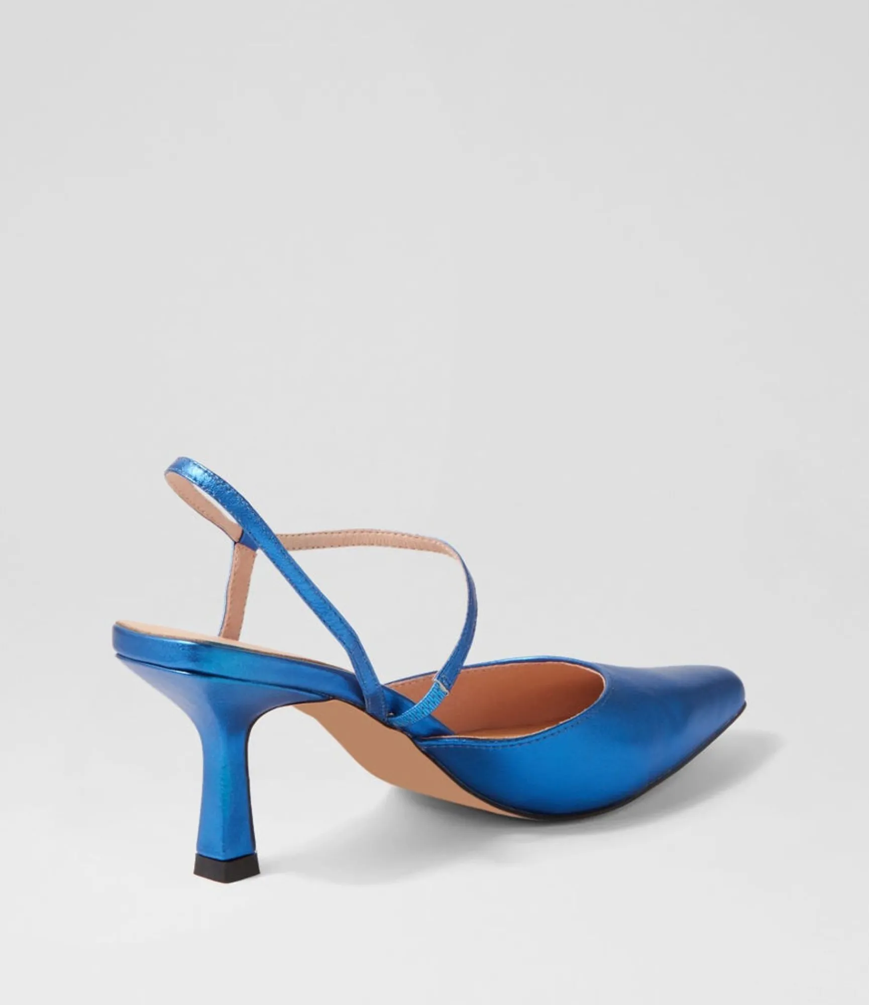 Online Midas Shoes Alindar Blue Metallic Leather Heels