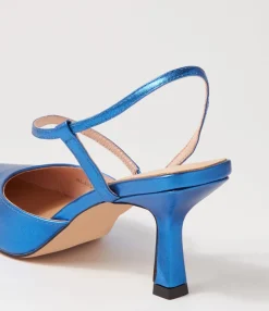 Online Midas Shoes Alindar Blue Metallic Leather Heels