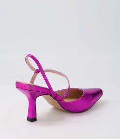 Cheap Midas Shoes Alindar Fuchsia Metallic Leather Pump Heels
