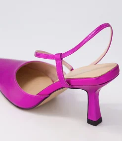 Cheap Midas Shoes Alindar Fuchsia Metallic Leather Pump Heels