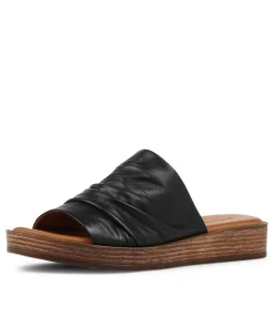 Cheap Midas Shoes Alio Black Leather Slides Ns