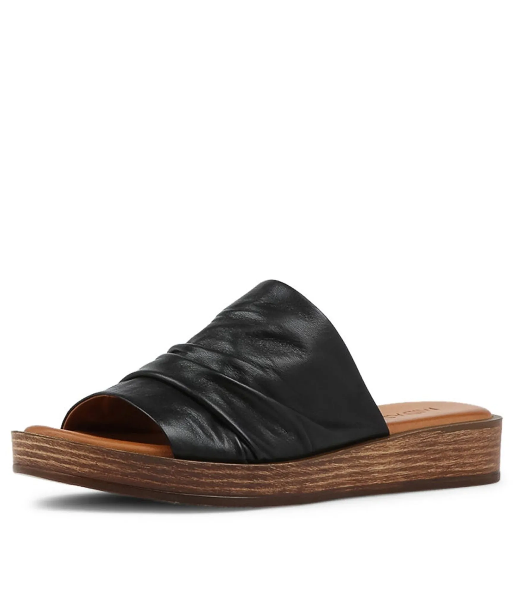 Cheap Midas Shoes Alio Black Leather Slides Ns