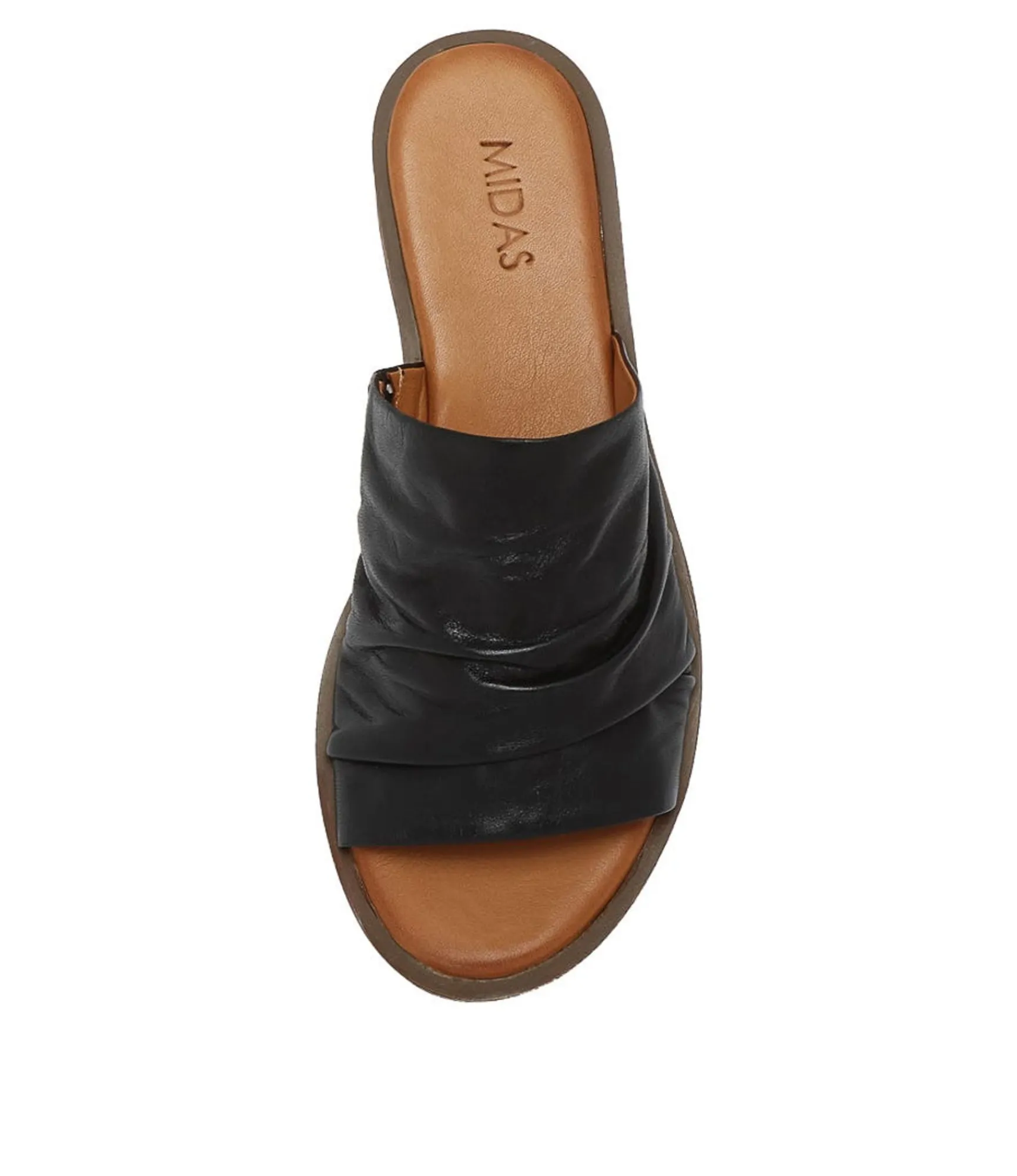 Cheap Midas Shoes Alio Black Leather Slides Ns