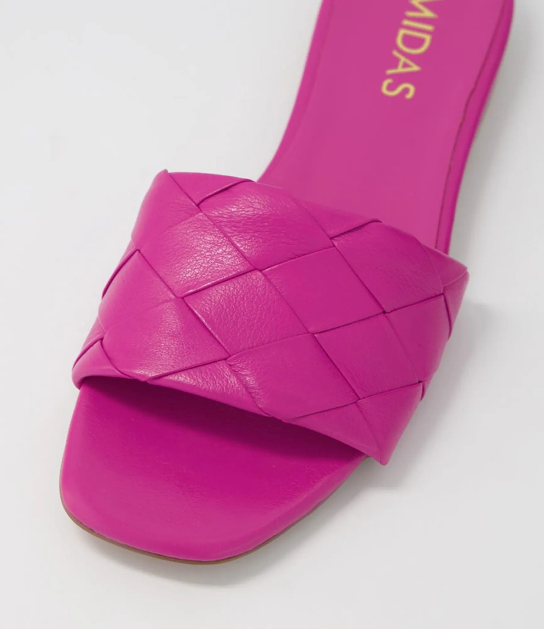 New Midas Shoes Allday Fuchsia Leather Slides