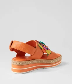 Outlet Midas Shoes Amaro Bright Orange Multi Leather Sandals