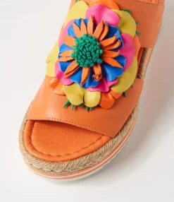 Outlet Midas Shoes Amaro Bright Orange Multi Leather Sandals