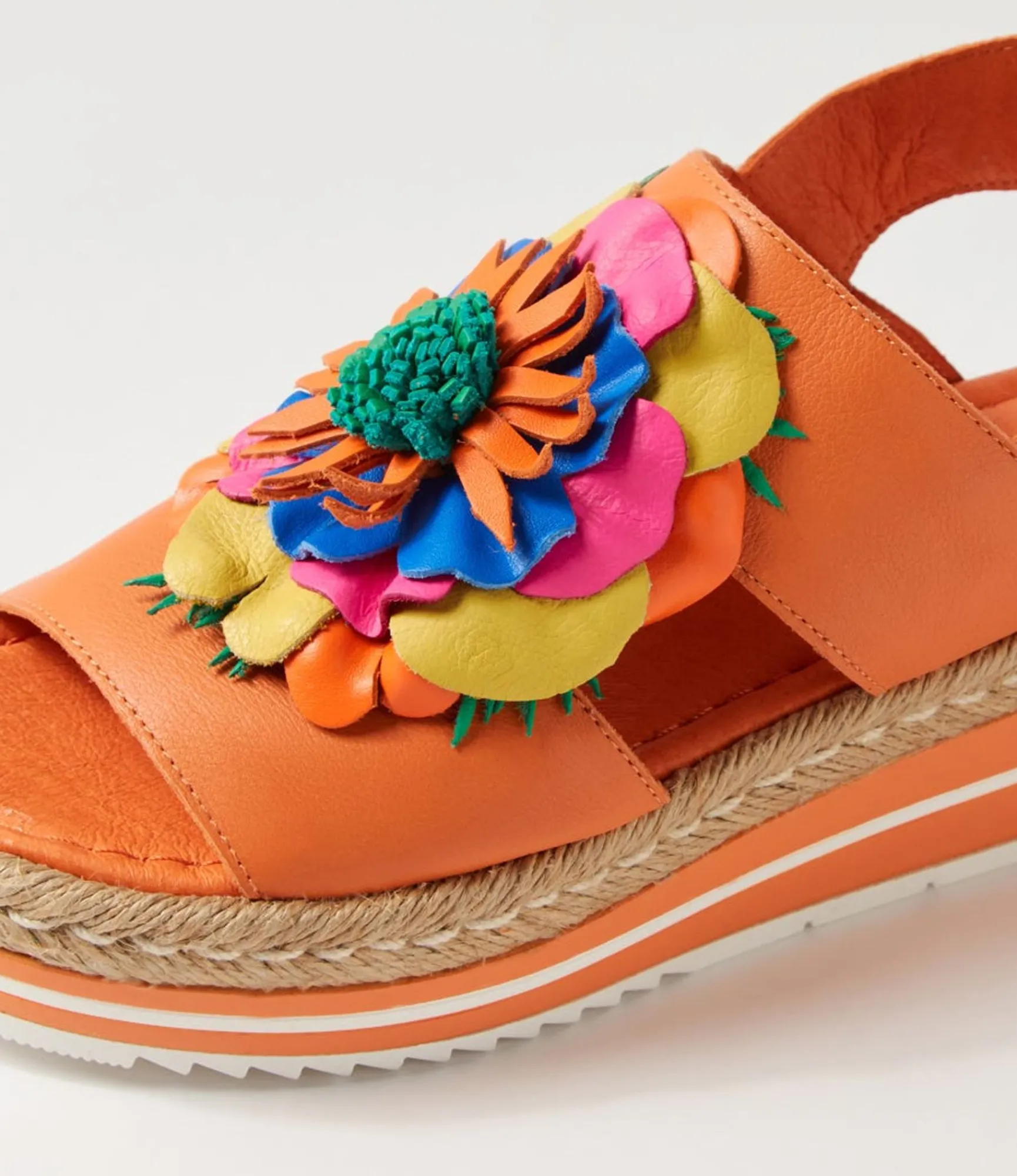 Outlet Midas Shoes Amaro Bright Orange Multi Leather Sandals