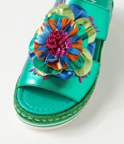Discount Midas Shoes Amaro Emerald Metallic Multi Leather Sandals