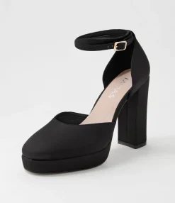 Sale Midas Shoes Amba Black Satin Mary Jane Heels