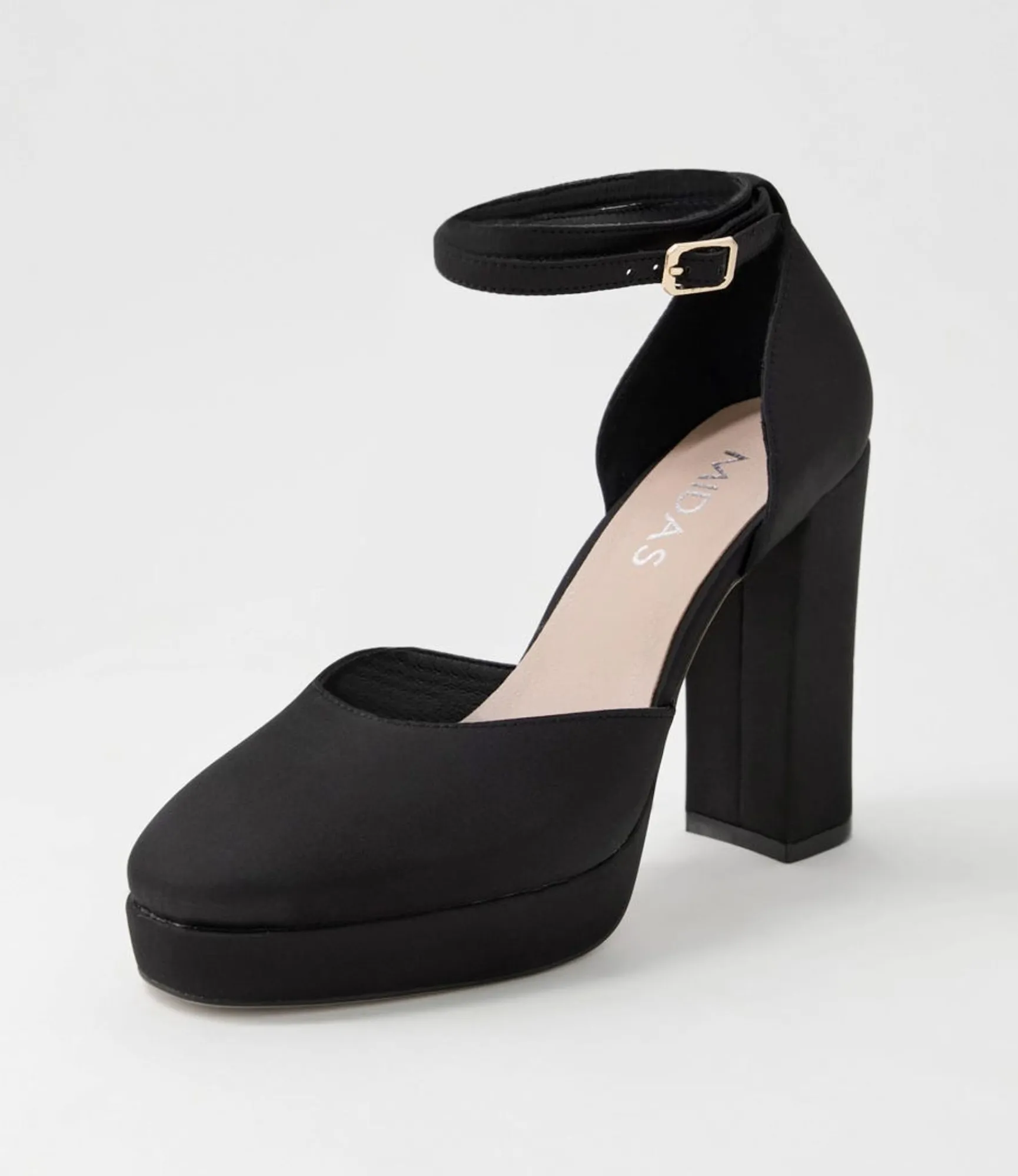 Sale Midas Shoes Amba Black Satin Mary Jane Heels