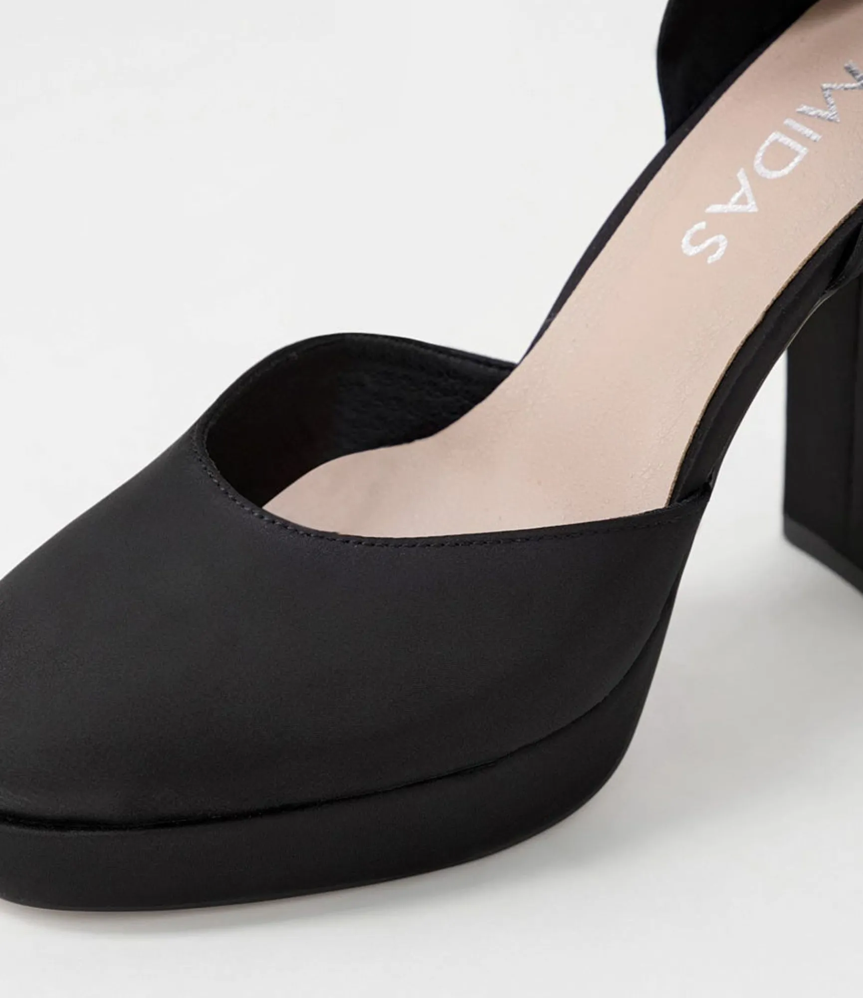 Sale Midas Shoes Amba Black Satin Mary Jane Heels
