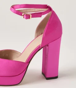 Flash Sale Midas Shoes Amba Fuchsia Satin Mary Jane Heels