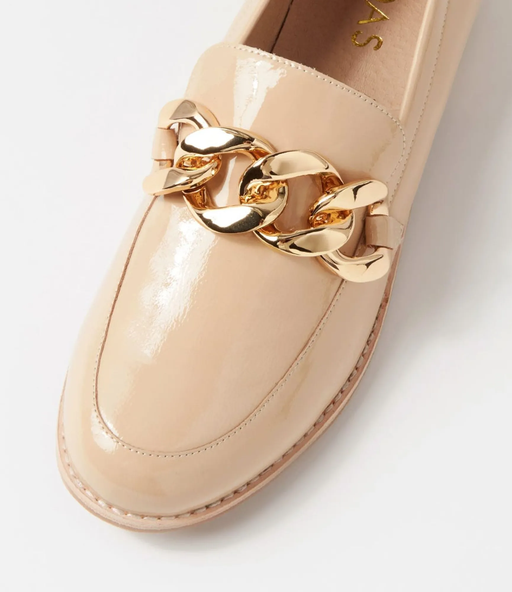 Hot Midas Shoes Ampari Latte Patent Leather Loafers