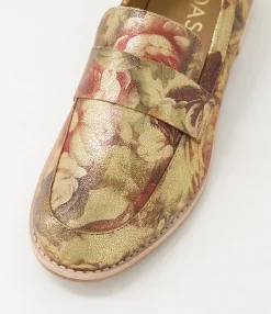 Online Midas Shoes Aqueen Vintage Metal Floral Leather Loafers