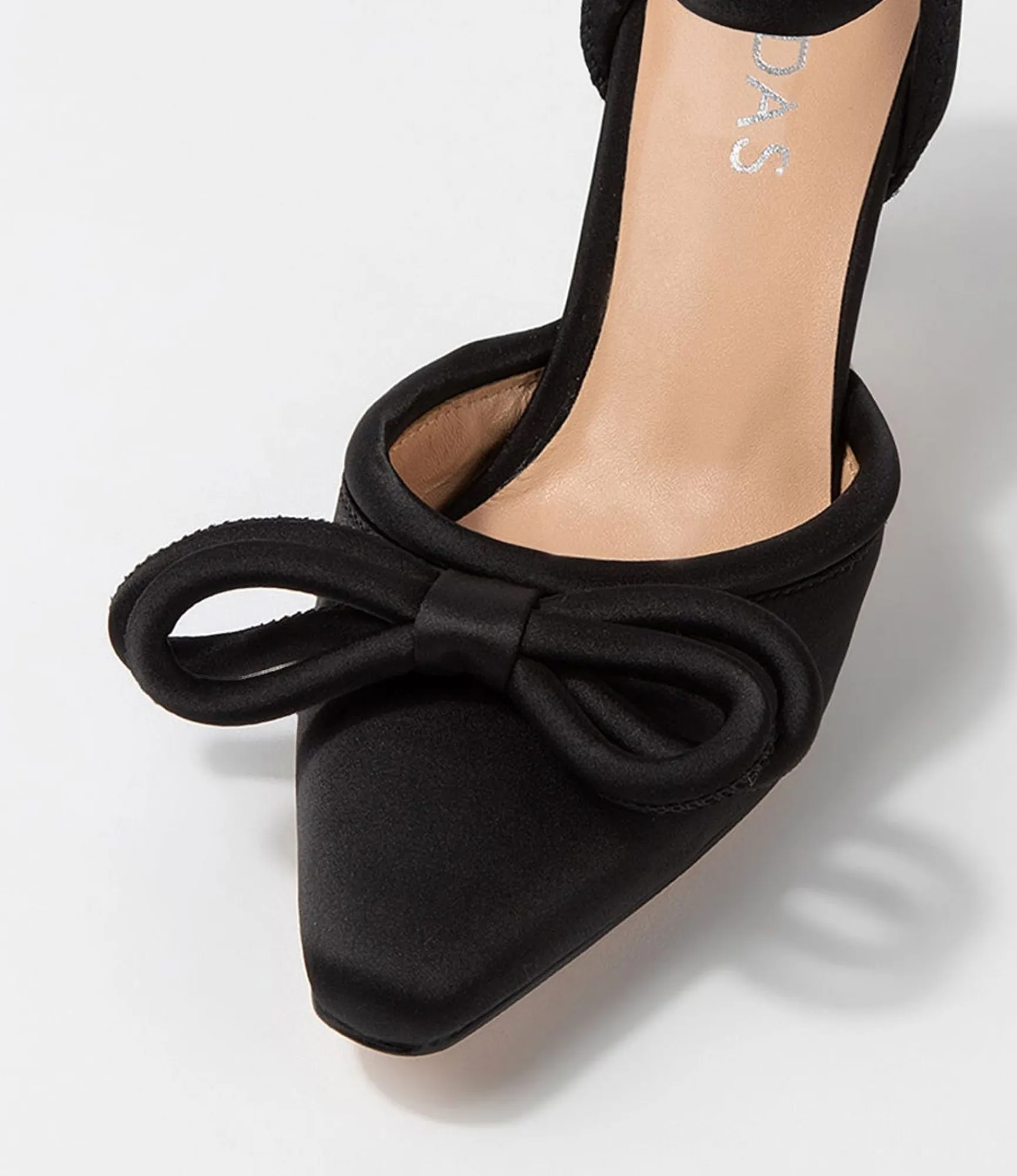 Discount Midas Shoes Arabell Black Satin Heels