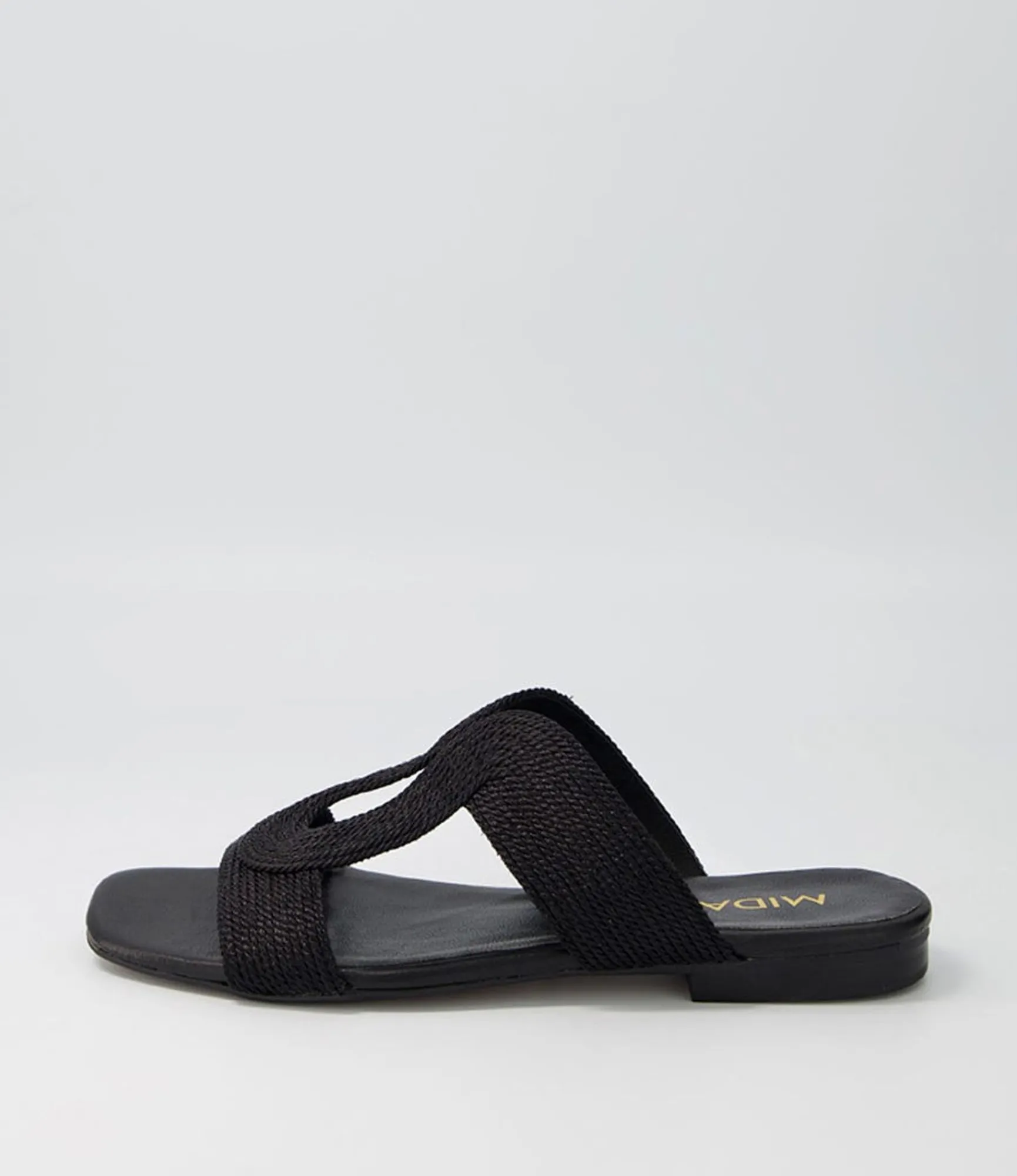 Cheap Midas Shoes Arden Black Rope Leather Slides