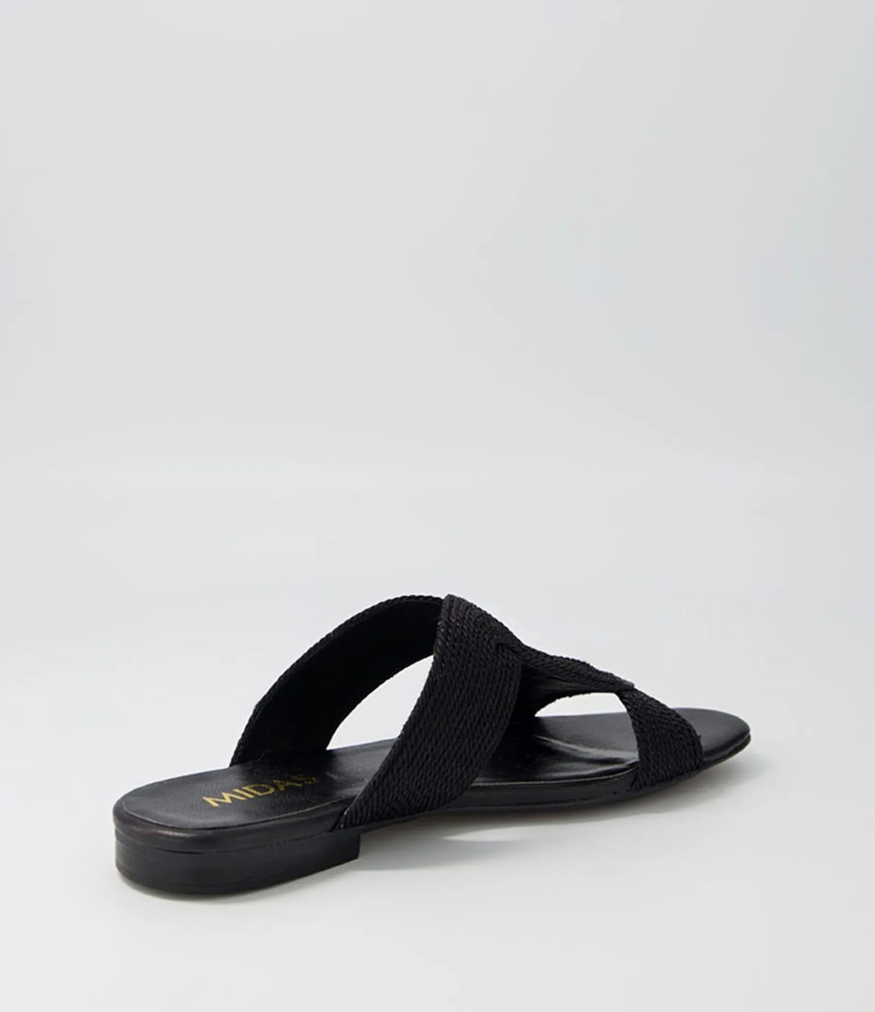 Cheap Midas Shoes Arden Black Rope Leather Slides