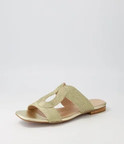 Fashion Midas Shoes Arden Gold Rope Leather Slides