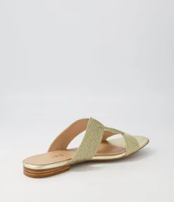 Fashion Midas Shoes Arden Gold Rope Leather Slides