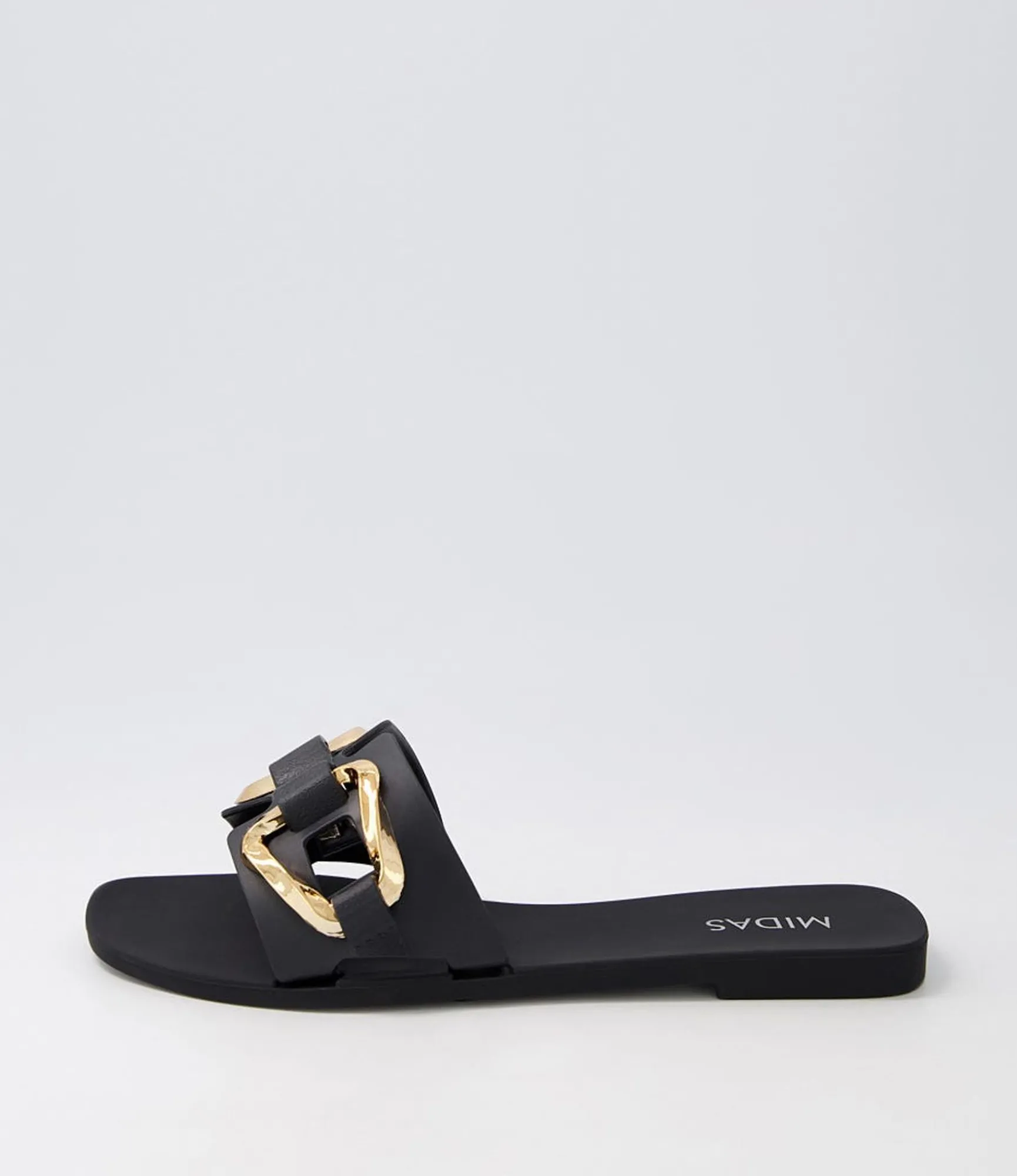 Store Midas Shoes Ariane Black Gold Jelly Slides