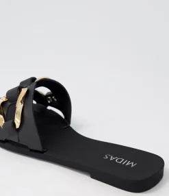 Store Midas Shoes Ariane Black Gold Jelly Slides