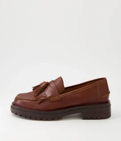 Hot Midas Shoes Arren Tan Brown Vintage Leather Loafers