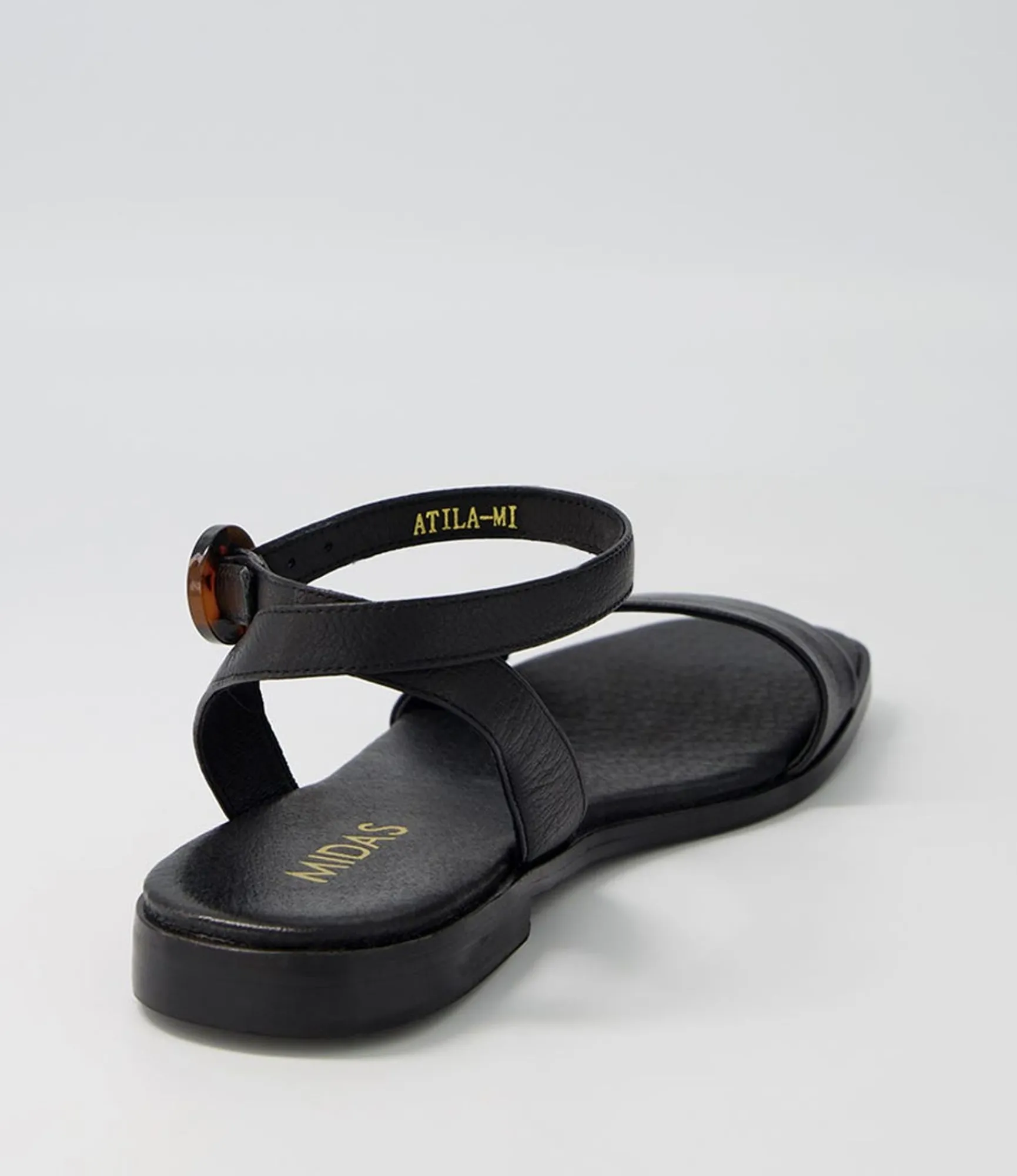 Store Midas Shoes Atila Black Leather Sandals