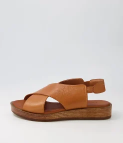 Outlet Midas Shoes Authora Tan Leather Sandals