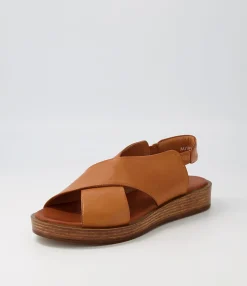 Outlet Midas Shoes Authora Tan Leather Sandals