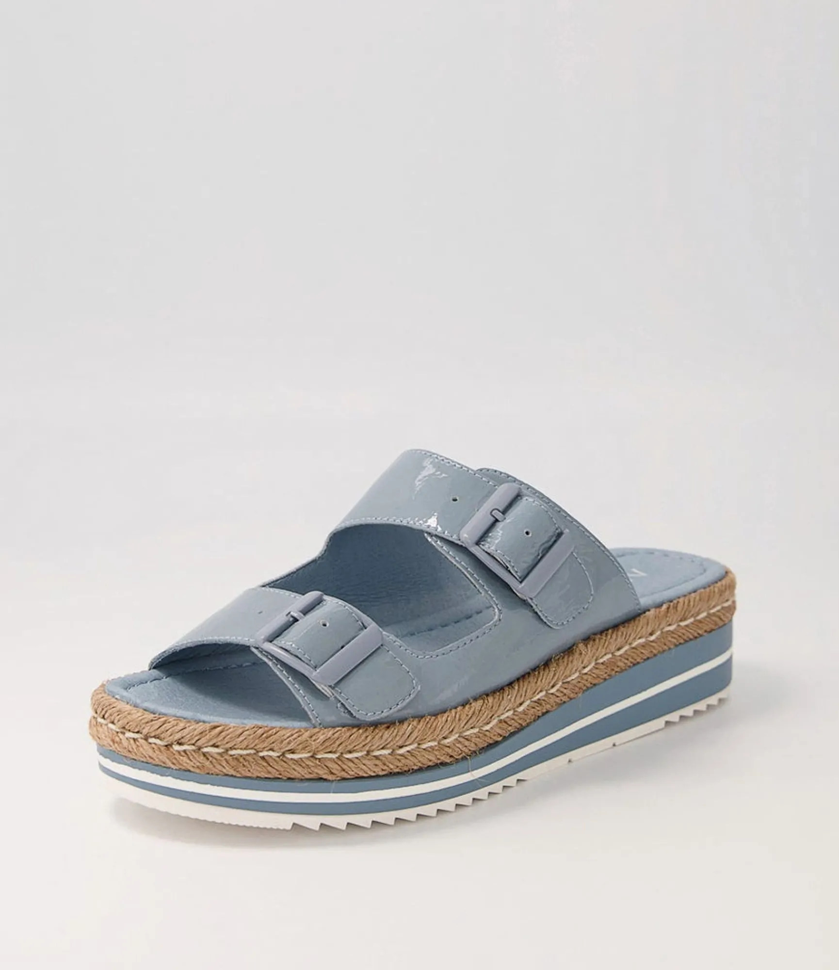Sale Midas Shoes Axil Denim Patent Leather Slides