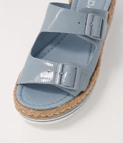 Sale Midas Shoes Axil Denim Patent Leather Slides