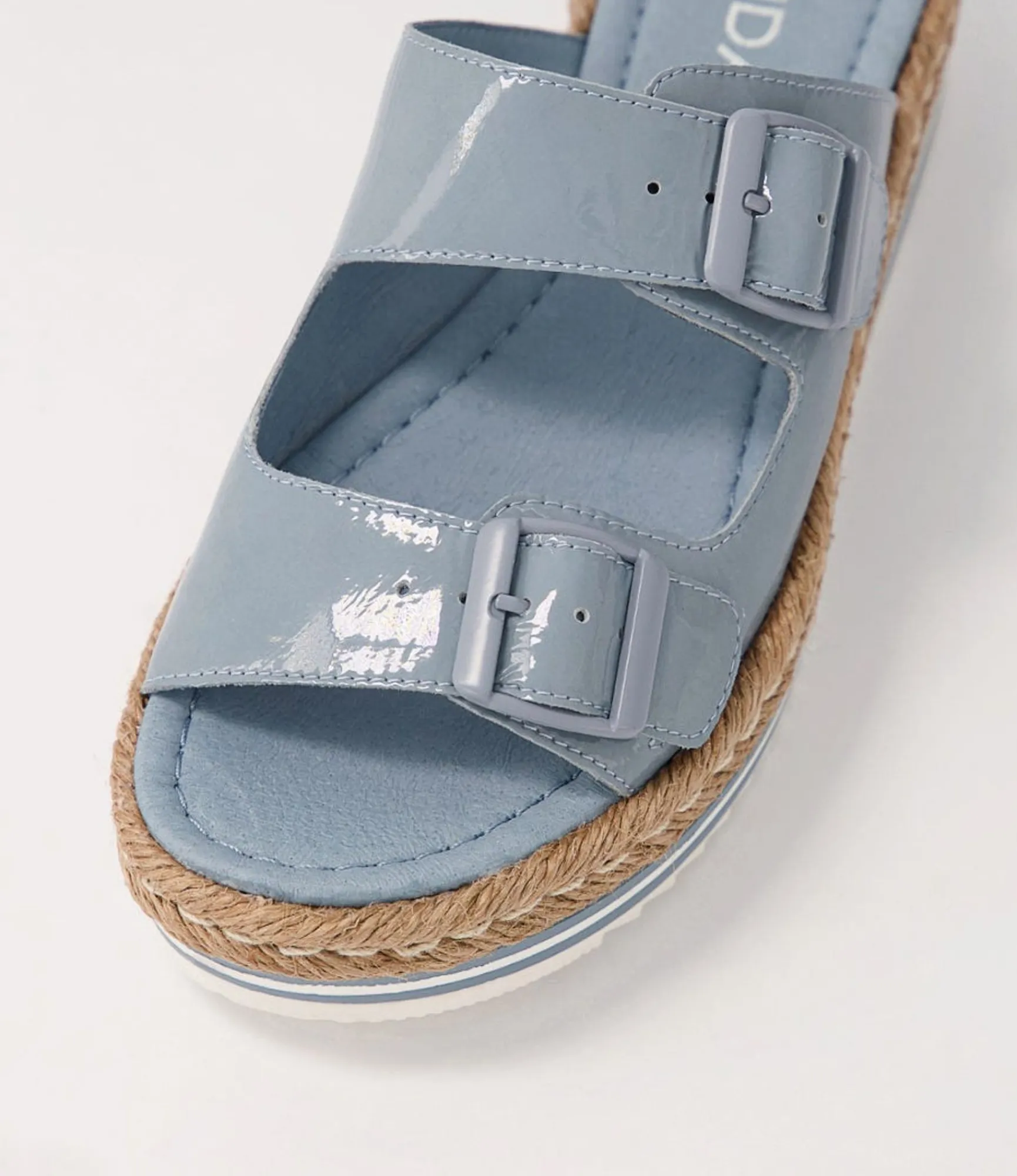 Sale Midas Shoes Axil Denim Patent Leather Slides