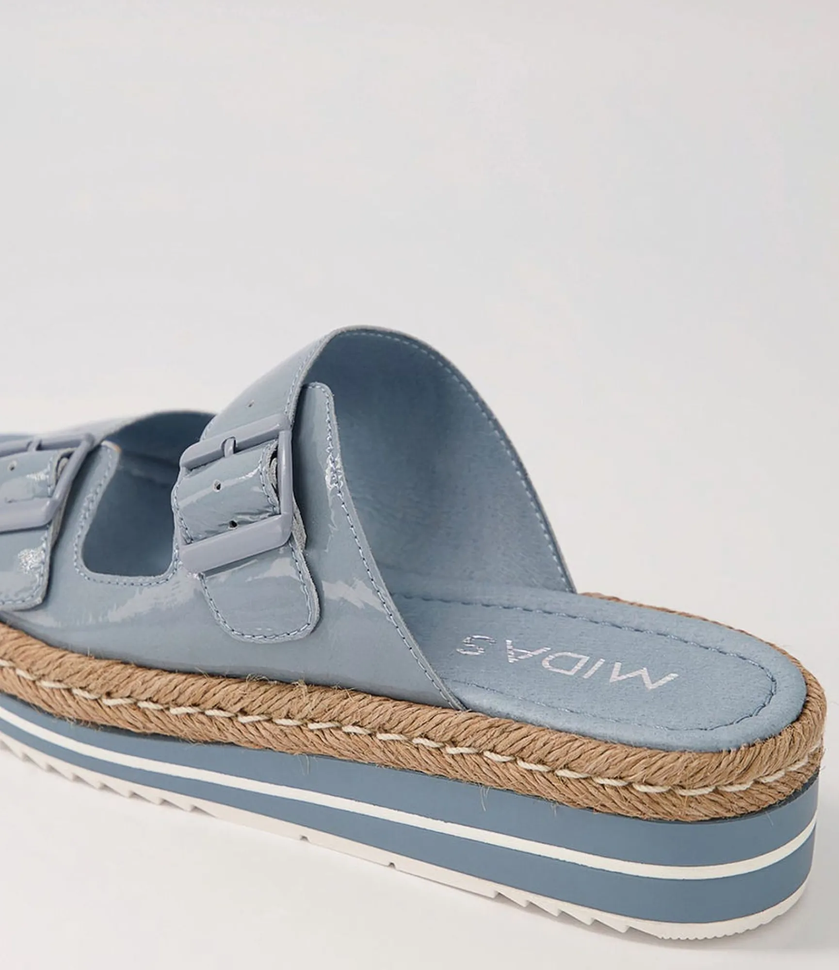 Sale Midas Shoes Axil Denim Patent Leather Slides
