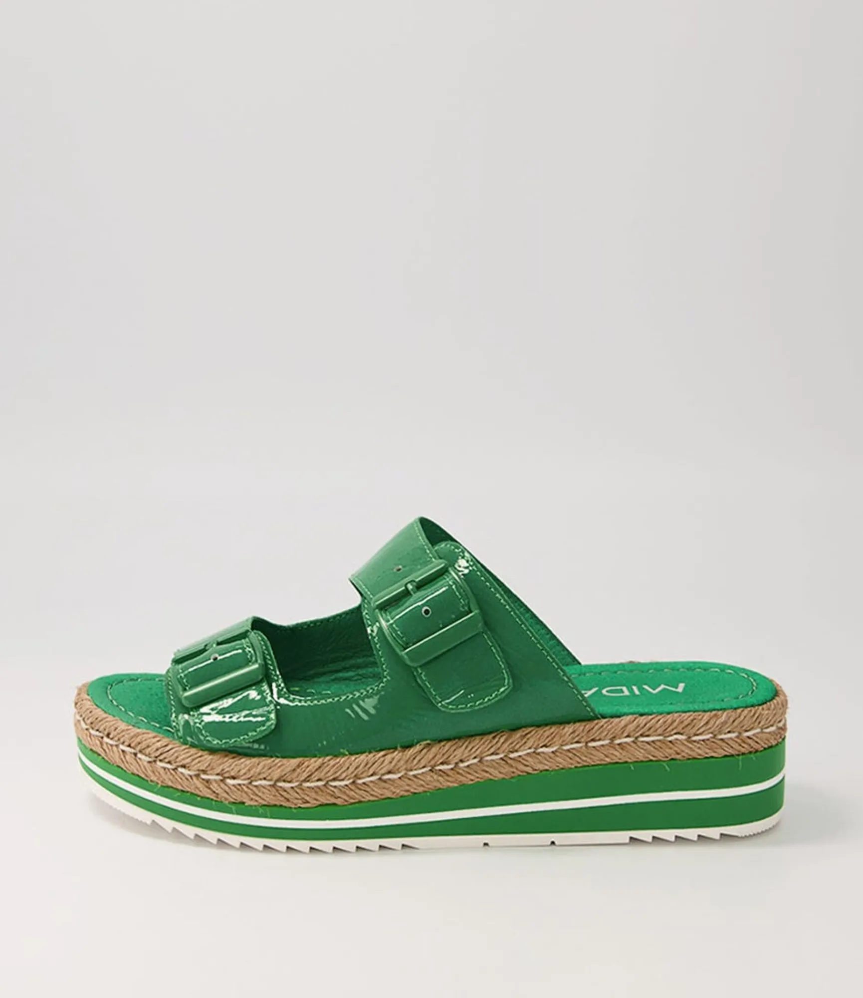 Outlet Midas Shoes Axil Emerald Patent Leather Slides