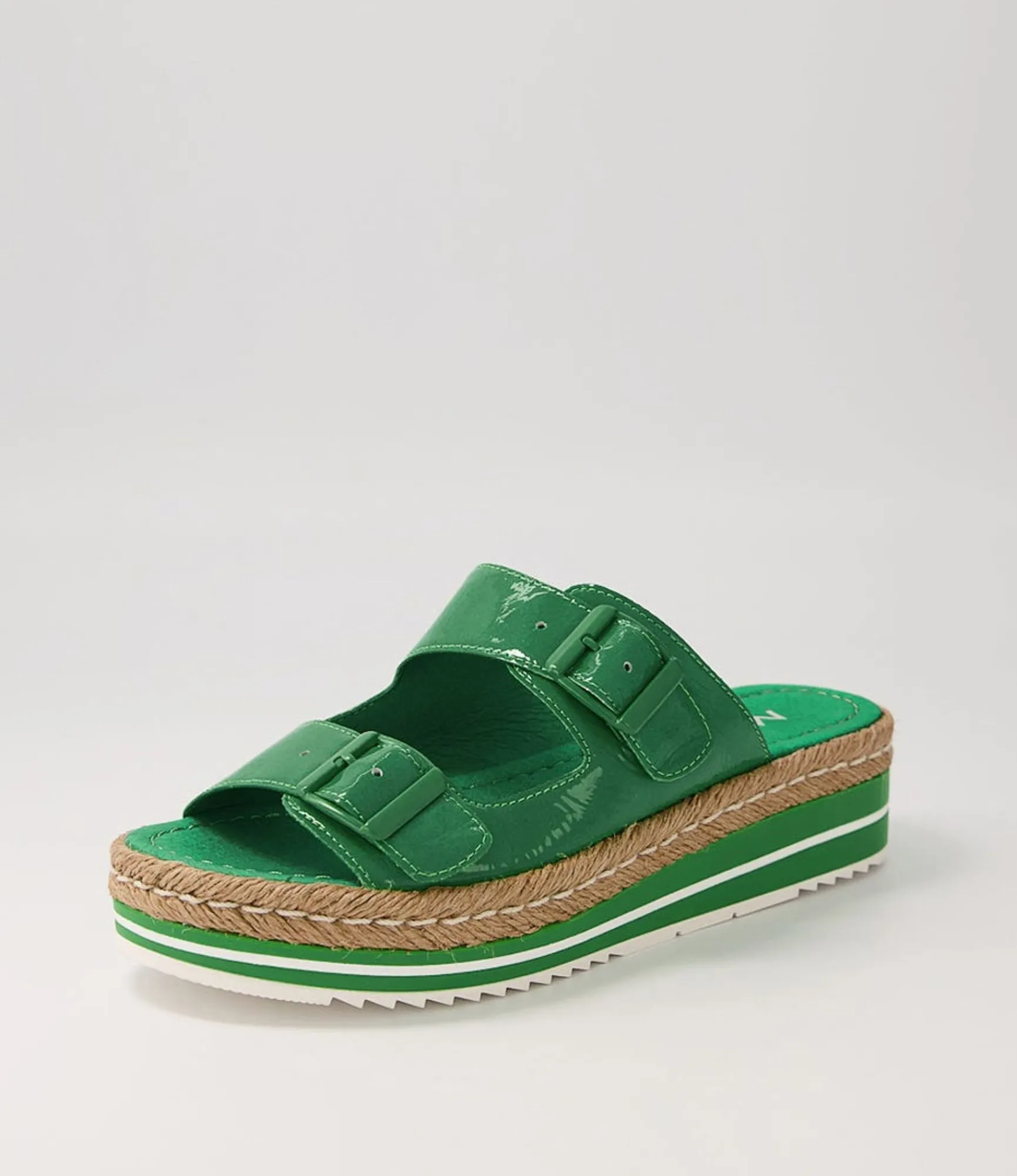 Outlet Midas Shoes Axil Emerald Patent Leather Slides